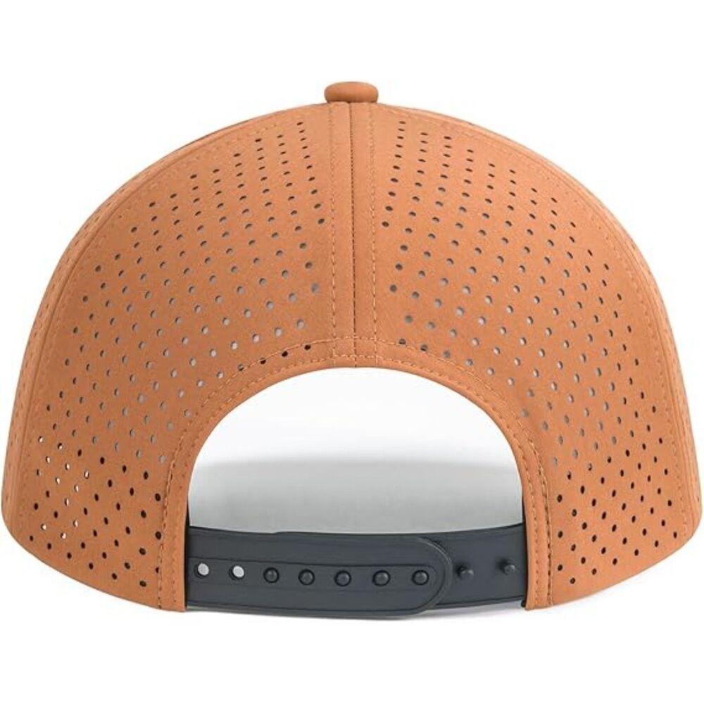 Men's Brown Perforated Adjustable Sports Laser Cut Mesh Ball Curved Brim Caps - Picture 2 of 2